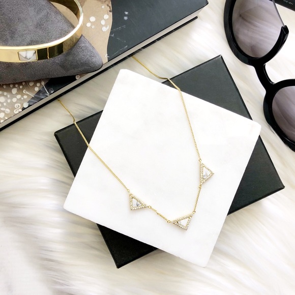 Melanie Auld Jewelry - Melanie Auld Howlite Marble Pave Triangle Necklace
